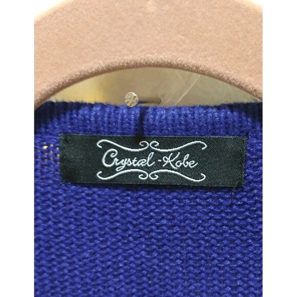 Crystal Kobe Womans Large Blue 3D Knit Sweater Cardigan Christmas Cactus Western - Picture 7 of 11